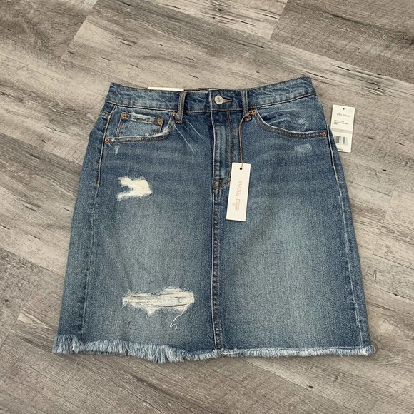 Ella Moss Dresses & Skirts - Ella Moss Womens High Waist Distressed Denim Mini Skirt GWEN Size 27 NWT $99